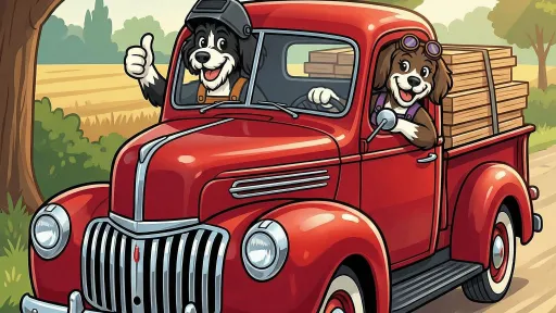 Diesel & Dusty in their truck